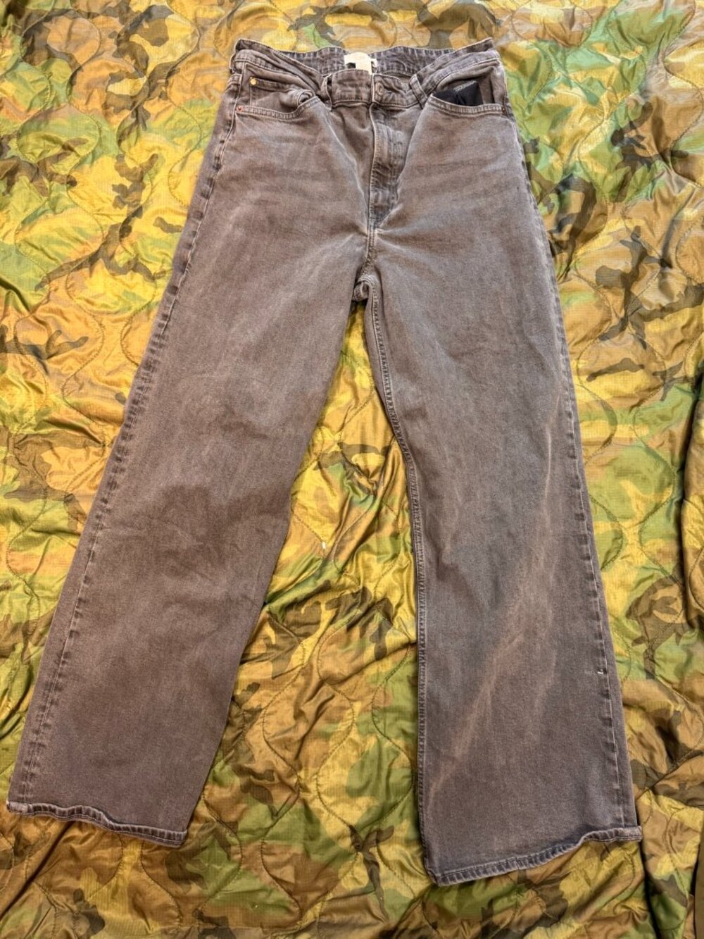 H&M Straight Leg Jeans Grey/Black Wash - Size 12